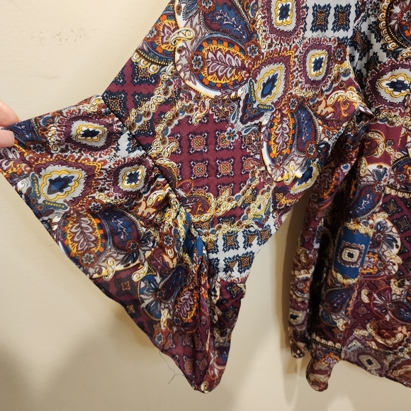 CB Established Light weight Paisley Boho Relaxed Fit blouse size XL - Picture 5 of 11